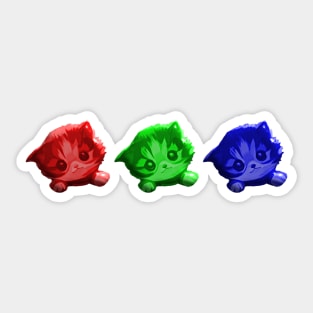 Adorable Curious Kitty Triplets Sticker